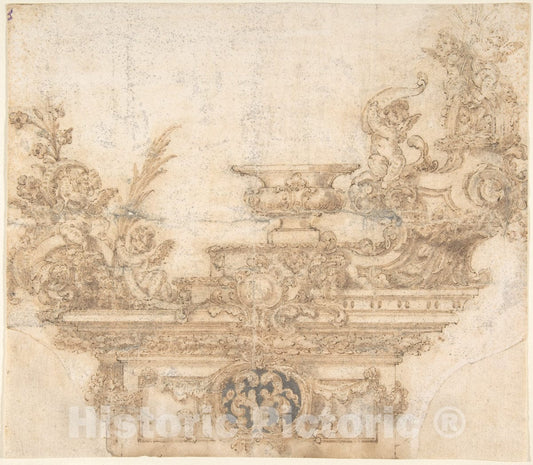 Art Print : Italian, 18th Century - Design for a Triumphal Cart (?) : Vintage Wall Art
