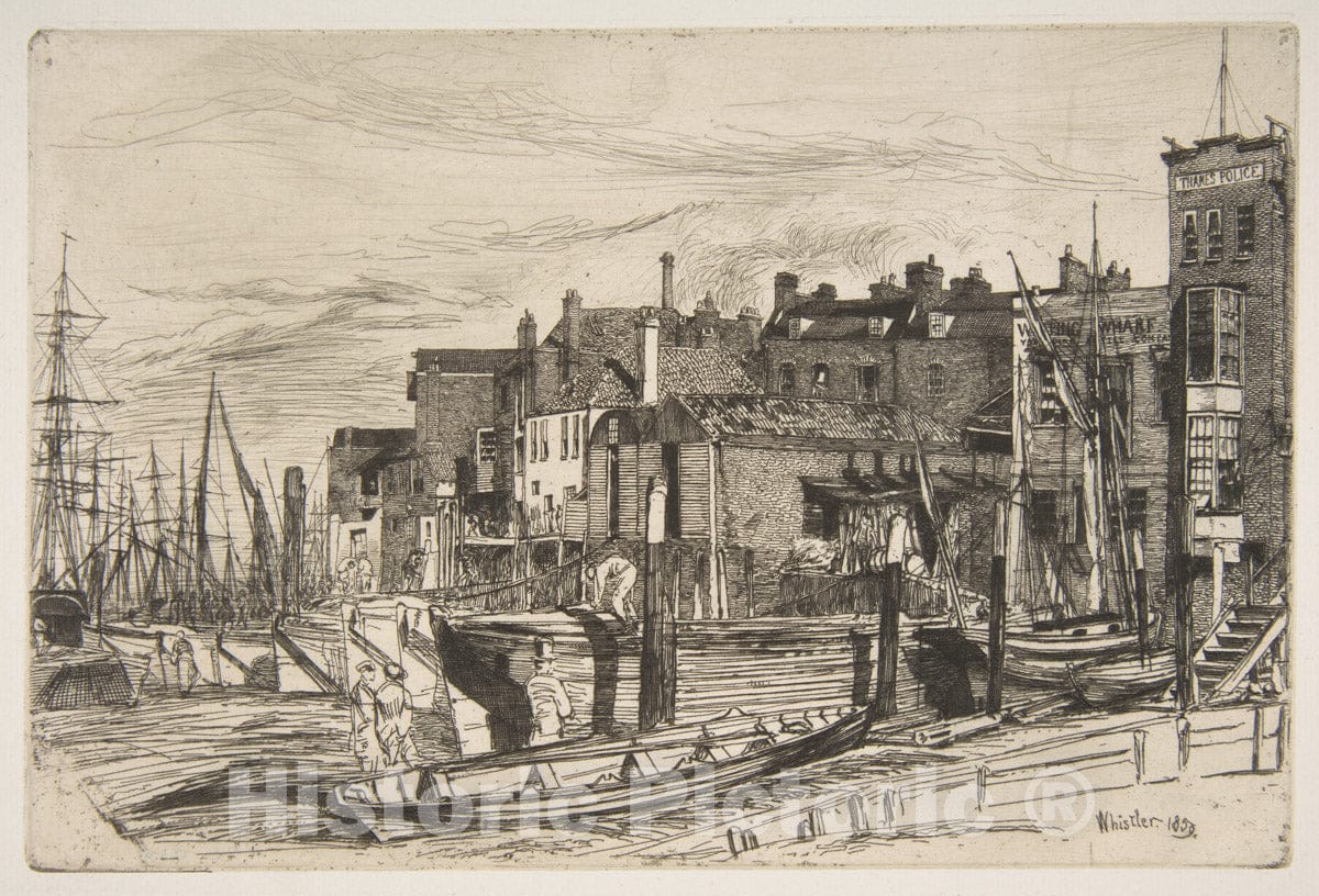 Art Print : James McNeill Whistler - Thames Police (Wapping Wharf) : Vintage Wall Art
