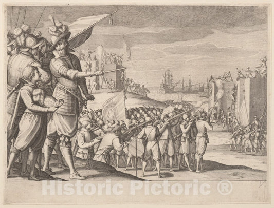 Art Print : Jacques Callot - Assault on Two Fortresses : Vintage Wall Art