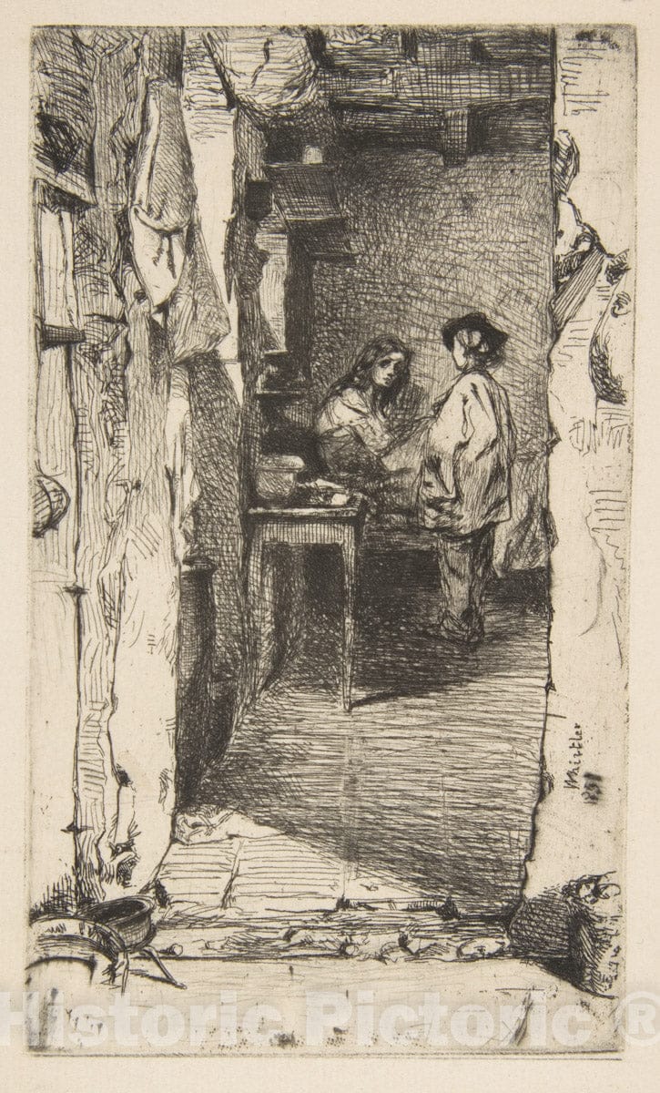 Art Print : James McNeill Whistler - The Rag Gatherers (Rag Pickers, Quartier Mouffetard, Paris) 1 : Vintage Wall Art