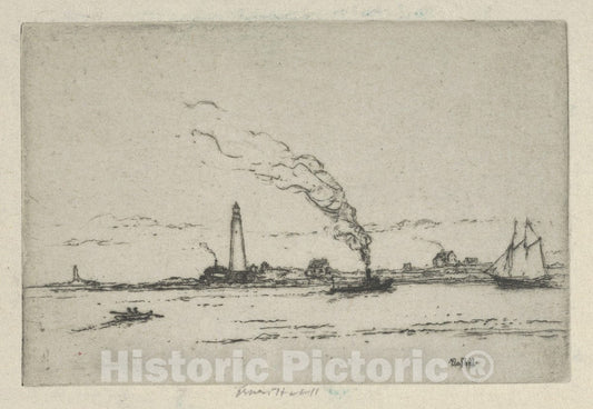 Art Print : Ernest Haskell - Boston Light : Vintage Wall Art