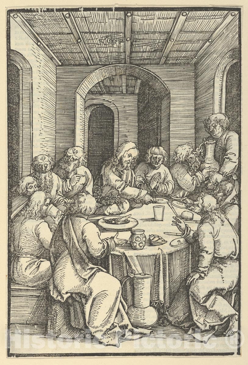 Art Print : Hans Schäufelein - The Last Supper, from Speculum passionis Domini Nostri Ihesu Christi : Vintage Wall Art