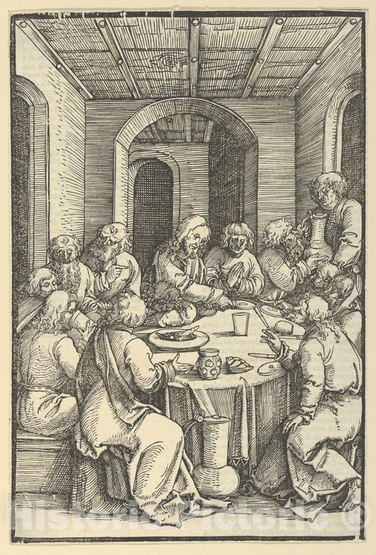 Art Print : Hans Schäufelein - The Last Supper, from Speculum passionis Domini Nostri Ihesu Christi : Vintage Wall Art