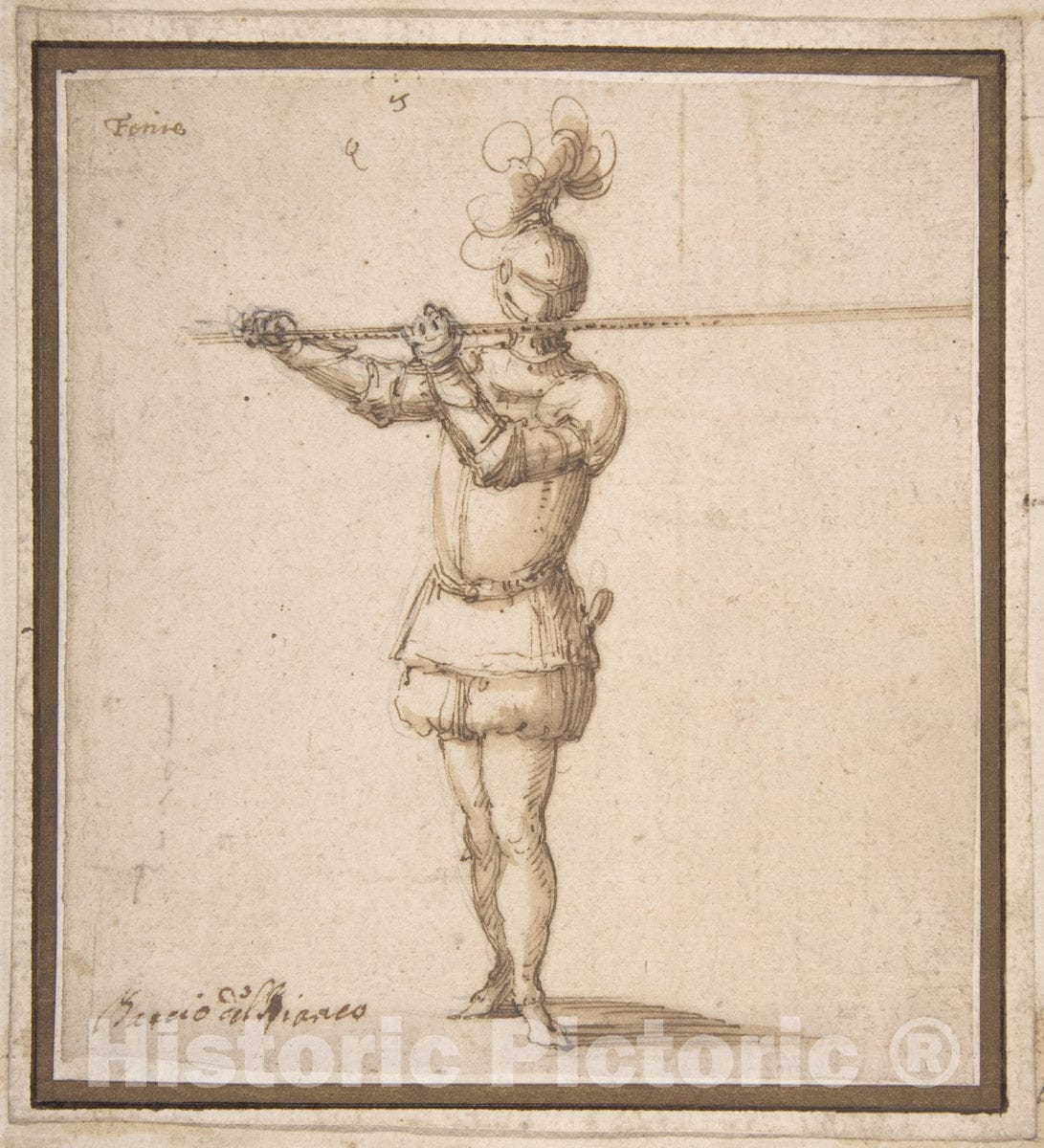 Art Print : Baccio del Bianco - Knight with Lance : Vintage Wall Art