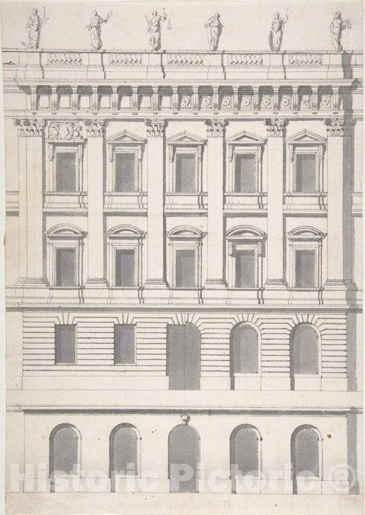 Art Print : Carl Hårleman - Design for a Palace Facade : Vintage Wall Art