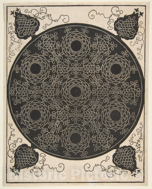 Art Print : Albrecht Dürer - “The Sixth Knot”. Interlaced Roundel with Seven Wreaths 1 : Vintage Wall Art