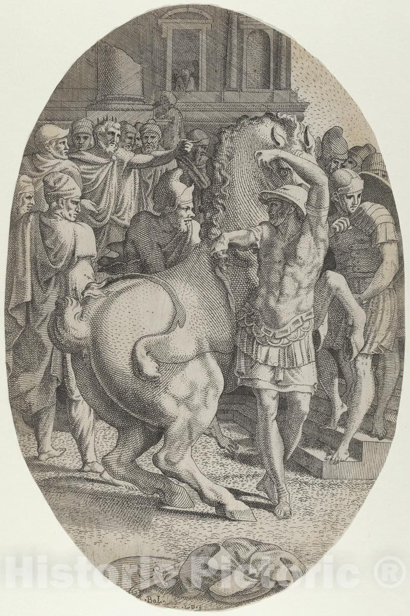 Art Print : Léon Davent - Alexander Mastering Bucephalus 1 : Vintage Wall Art