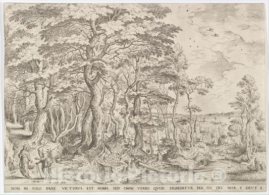 Art Print : Hieronymus Cock - Landscape with The Temptation of Christ : Vintage Wall Art