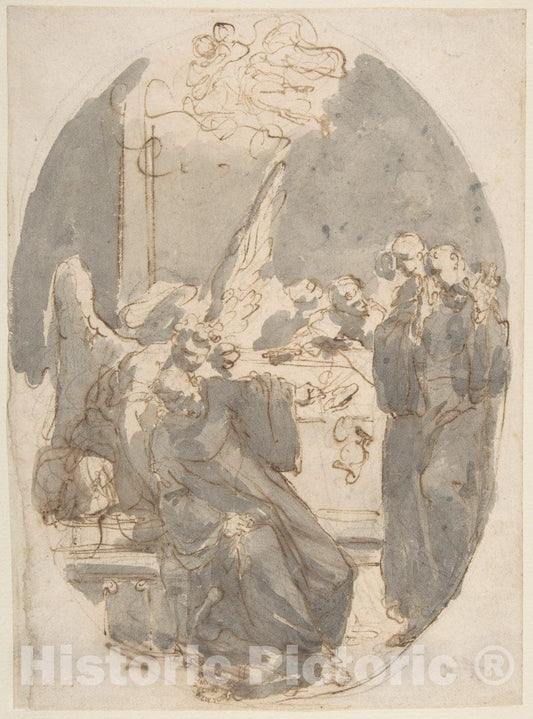 Art Print : Gaetano Gandolfi - A Dying Ecclesiastic Supported by an Angel : Vintage Wall Art