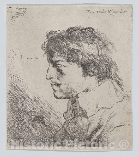 Art Print : Jan Lievens - Bust of a Man in Profile to The Left : Vintage Wall Art