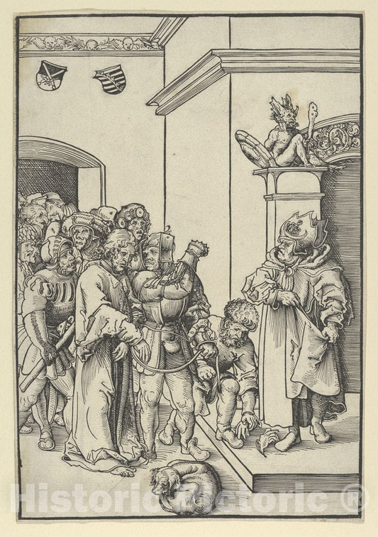 Art Print : Lucas Cranach The Elder - Christ Before Caiphas, from The Passion : Vintage Wall Art