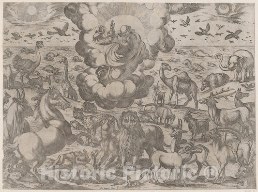 Art Print : Antonio Tempesta - God Creating The Animals : Vintage Wall Art