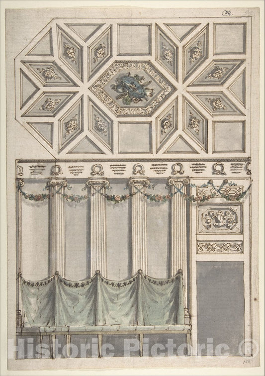 Art Print : Framed Design for an Architectural Interior - Artist: Antonio Basoli - Created: 1774–1839 : Vintage Wall Art