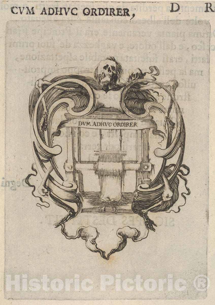 Art Print : A cartouche with a Loom - Artist: Stefano Della Bella - Created: c1640 : Vintage Wall Art