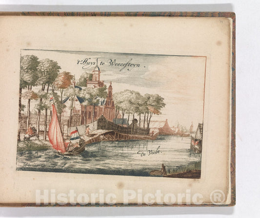 Art Print : Carel Allard - ' 't Huys Weeresteyn by The River Vecht' in: Tooneel Der Voornaamste Nederlands Huizen, En Lust Hoven, Naar T Leven Afgebeeld : Vintage Wall Art