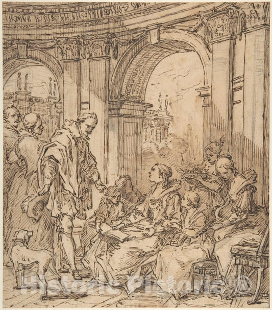 Art Print : Carle (Charles André) Vanloo - La Conversation espagnole : Vintage Wall Art