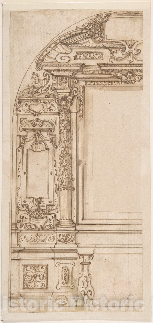 Art Print : Italian, Roman-Bolognese, 17th Century - Design for an Altar 1 : Vintage Wall Art