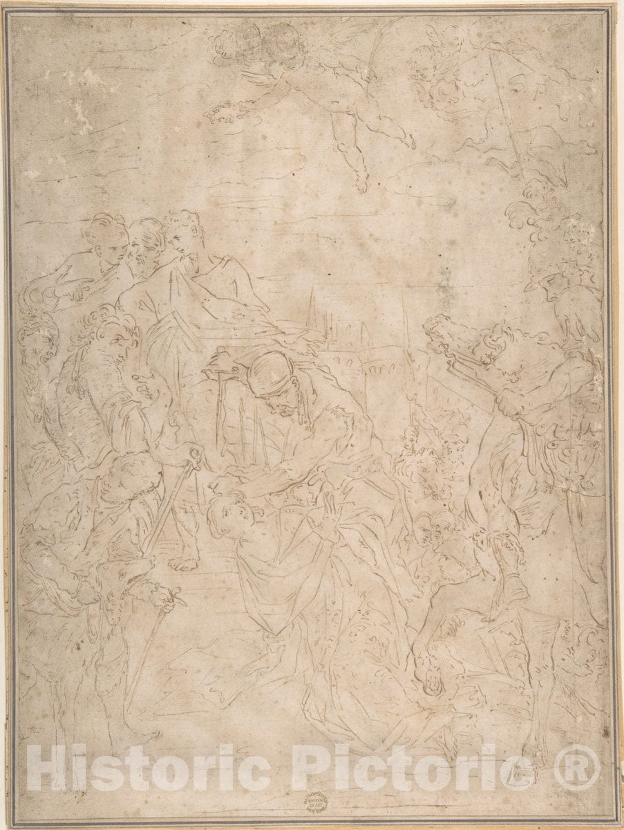 Art Print : Italian, Roman-Bolognese, 17th Century - Martyrdom of a Female Saint : Vintage Wall Art