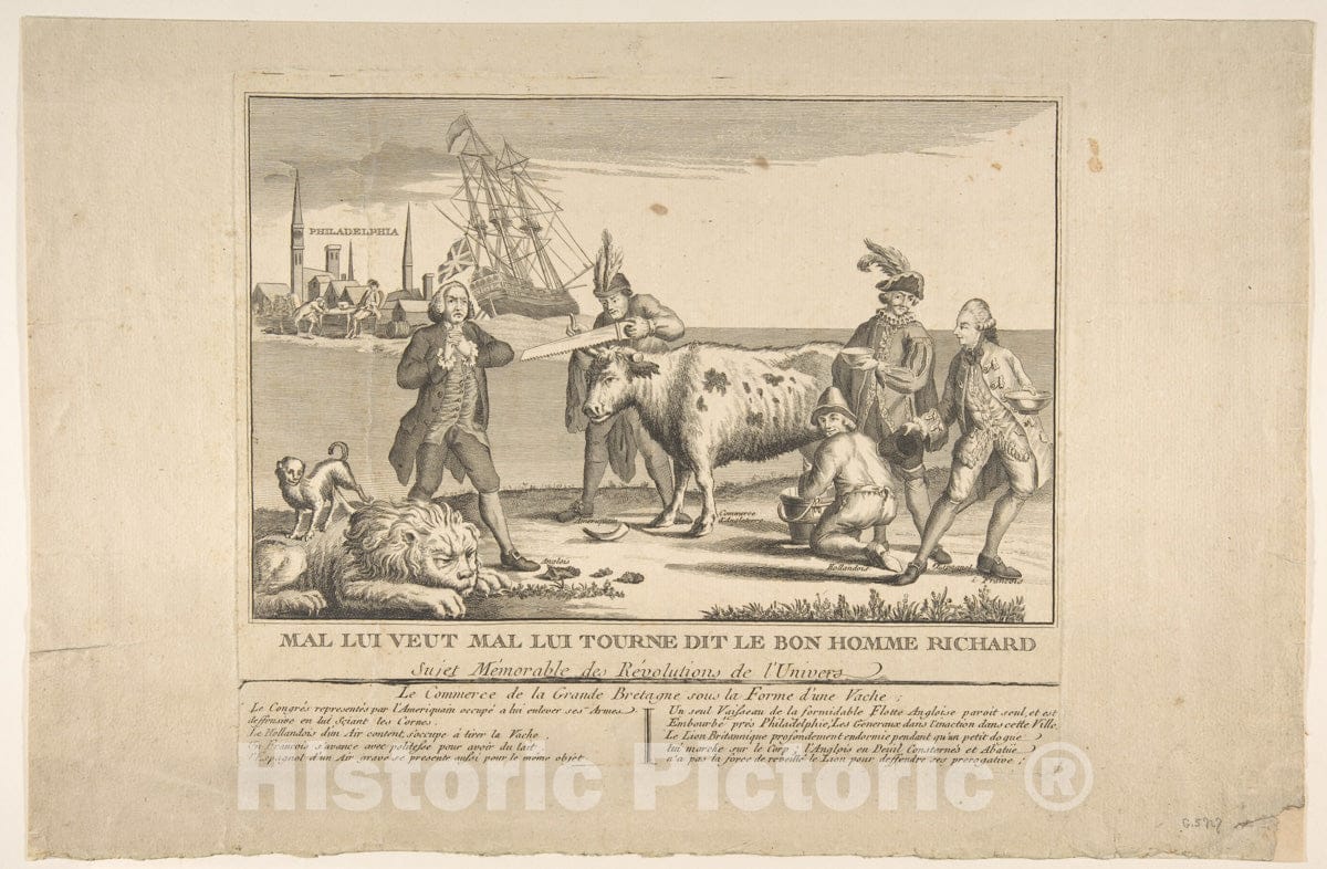 Art Print : Anonymous, French, 18th Century - Mal Lui Veut Mal Lui Tourne Dit Le Bonne Homme Richard : Vintage Wall Art