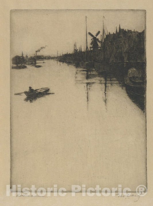 Art Print : George Charles Aid - Canal, Rotterdam : Vintage Wall Art