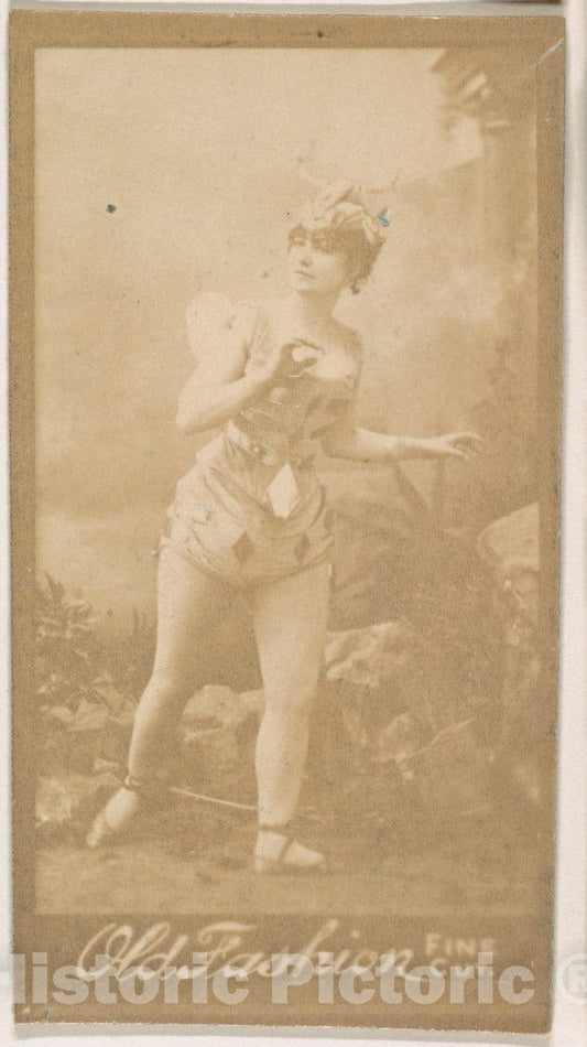 Photo Print : Actress Wearing Diamond-Patterned Costume, from The Actresses Series (N664) Promoting Old Fashion Fine Cut Tobacco : Vintage Wall Art