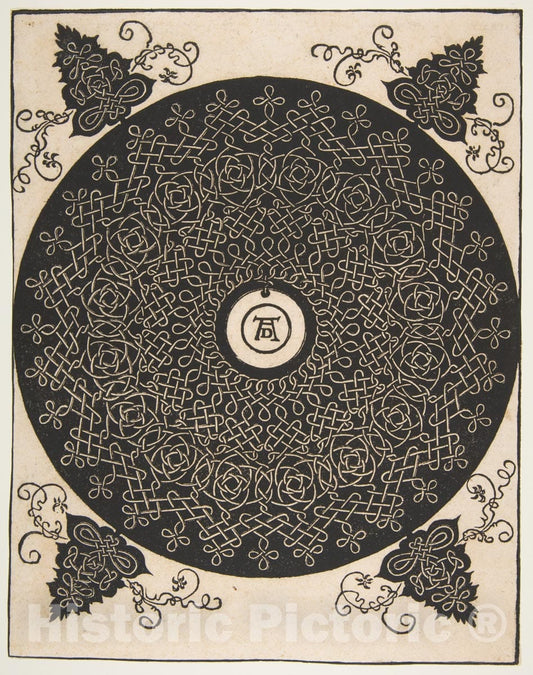 Art Print : Albrecht Dürer - “The Fourth Knot”. Interlaced Roundel with a Round Medallion in its Center 2 : Vintage Wall Art