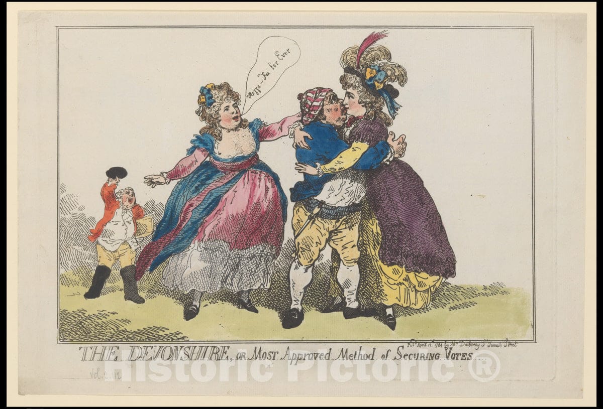 Art Print : Thomas Rowlandson - The Devonshire, or Most Approved Method of Securing Votes : Vintage Wall Art
