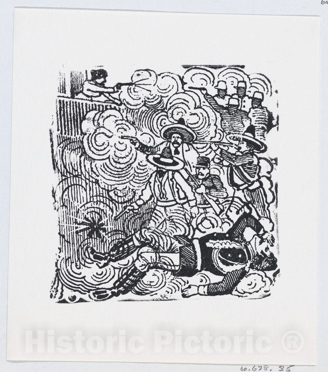 Art Print : José Guadalupe Posada - The Murder of The Chief of Police Miguel Cabrera : Vintage Wall Art