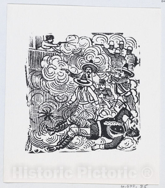 Art Print : José Guadalupe Posada - The Murder of The Chief of Police Miguel Cabrera : Vintage Wall Art