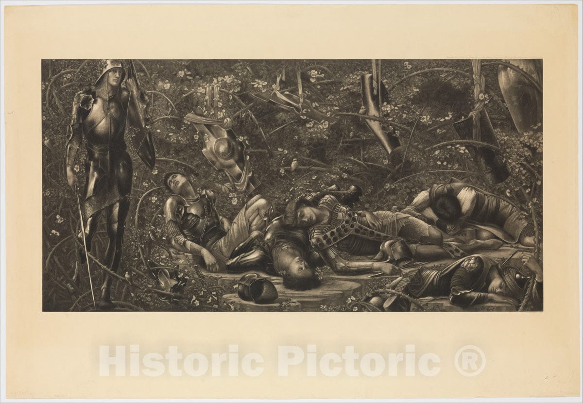 Art Print : Sir Edward Burne-Jones - The Legend of The Briar Rose - The Prince Enters The Briar Wood : Vintage Wall Art