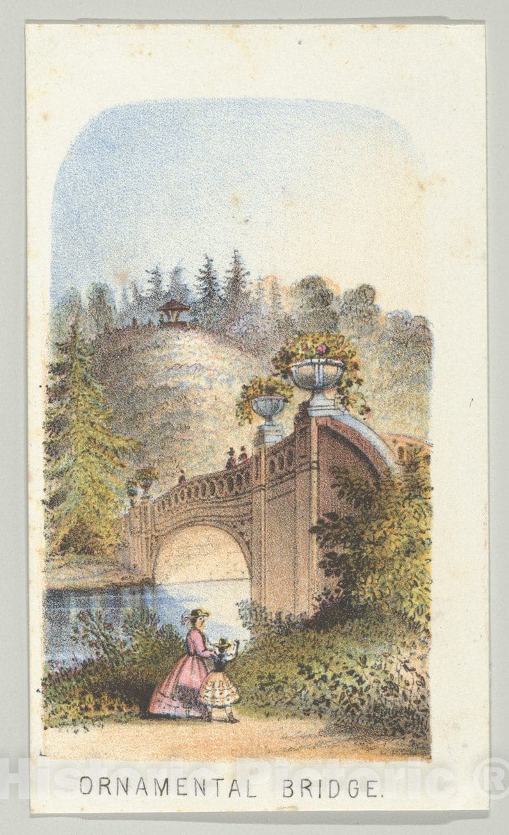 Art Print : Louis Prang & Co. - Ornamental Bridge, from The Series, Views in Central Park, New York, Part 2 : Vintage Wall Art