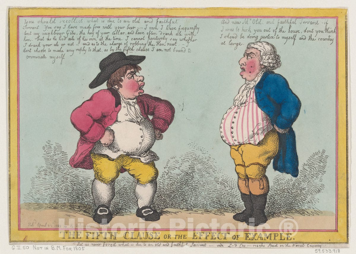 Art Print : Thomas Rowlandson - The Fifth Clause, or The Effect of Example : Vintage Wall Art