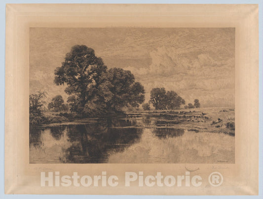Art Print : Frederick Albert Slocombe - Green Pastures and Still Waters : Vintage Wall Art
