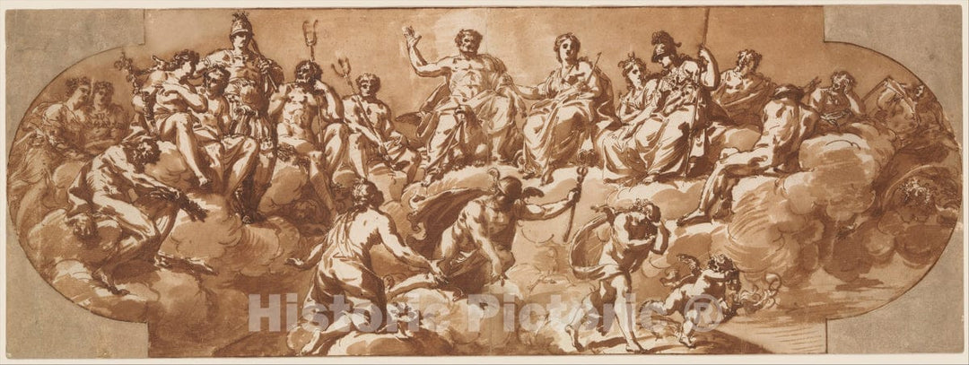 Art Print : Giacomo Zoboli - Council of The Gods : Vintage Wall Art
