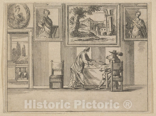 Art Print : Francesco I d'Este Sentencing The Guilty with Great Difficulty - Artist: Bartolomeo Fenice (Fenis) - Created: 1659 : Vintage Wall Art