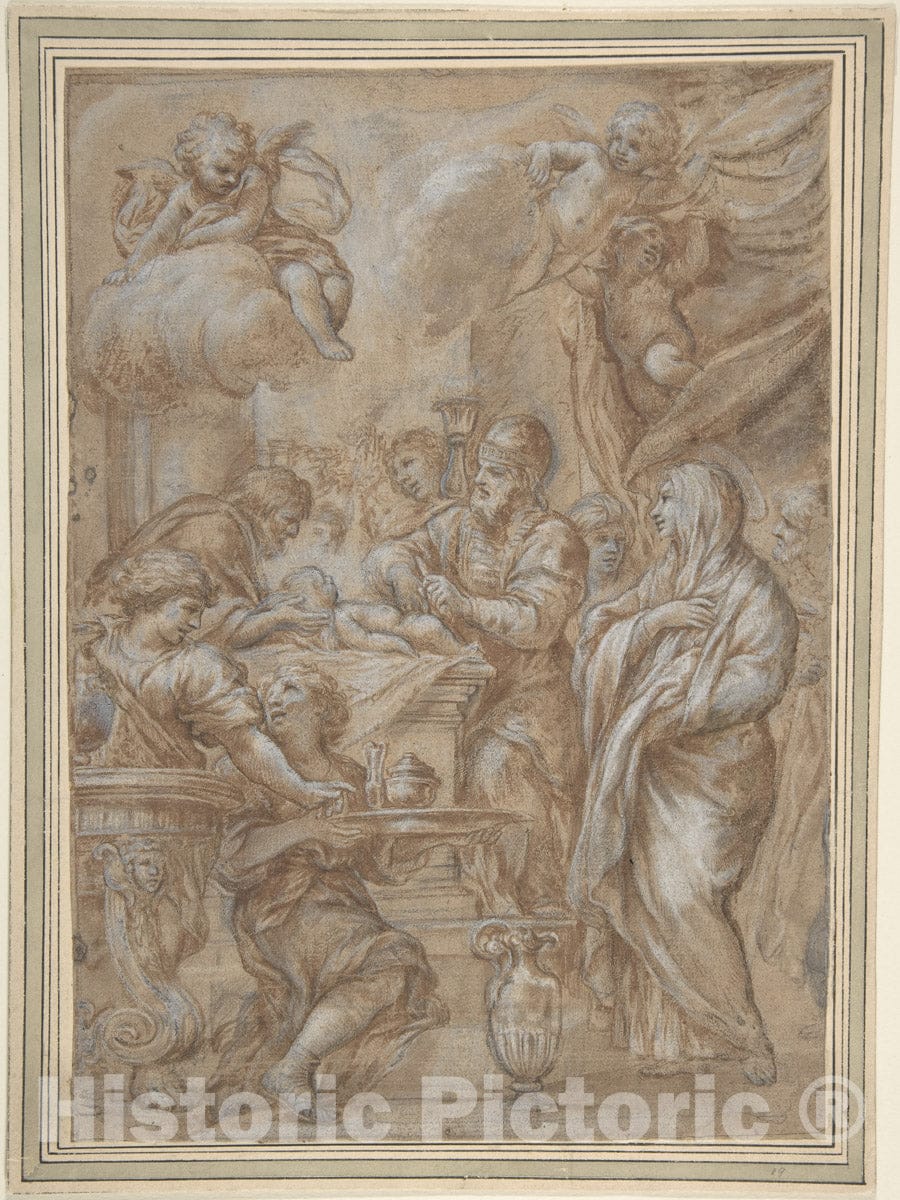 Art Print : Ciro Ferri - The Circumcision, Study for an Engraving : Vintage Wall Art