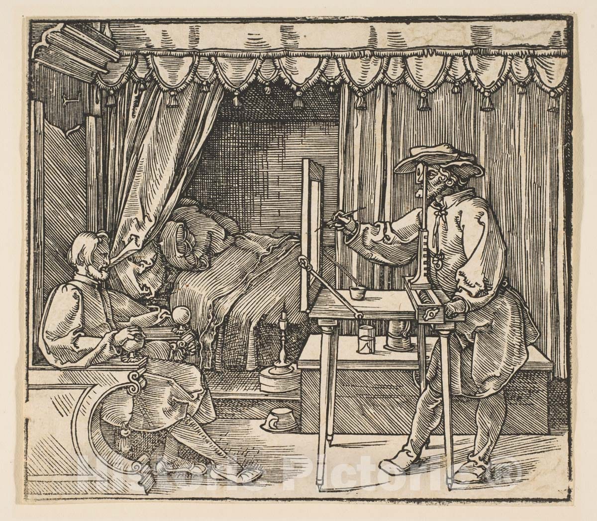 Art Print : Albrecht Dürer - Artist Drawing a Portrait of a Man : Vintage Wall Art