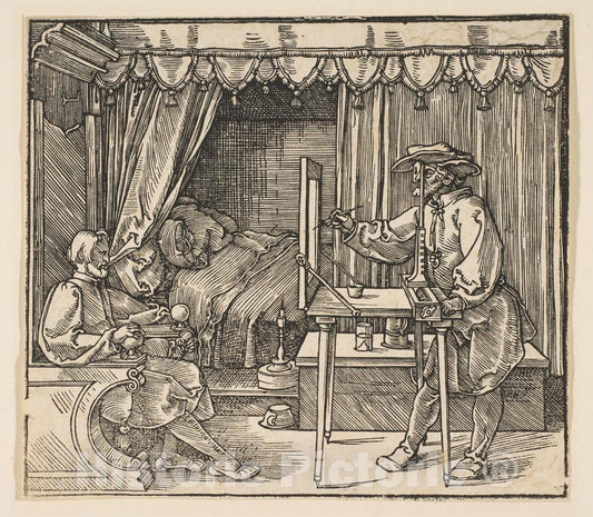 Art Print : Albrecht Dürer - Artist Drawing a Portrait of a Man : Vintage Wall Art