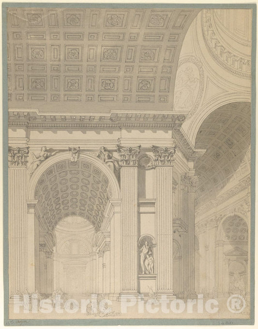 Art Print : Jean François Chalgrin - Interior of St. Peter's Basilica : Vintage Wall Art