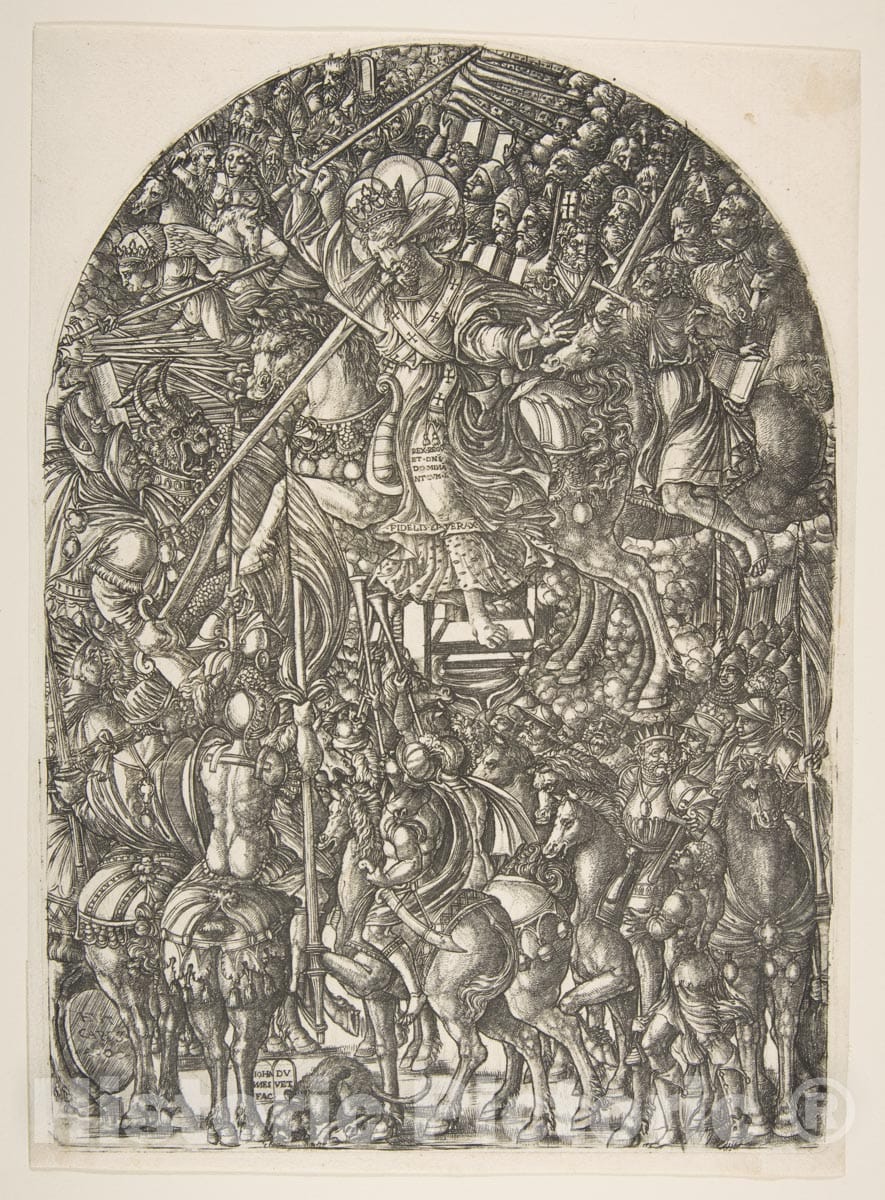 Art Print : Jean Duvet - Christ Mounted on a White Horse, from The Apocalypse : Vintage Wall Art
