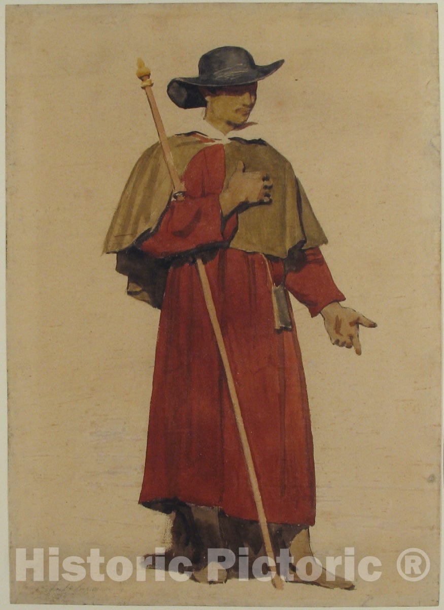 Art Print : Dominique-Ferréol-Louis Papety - an Italian Pilgrim : Vintage Wall Art