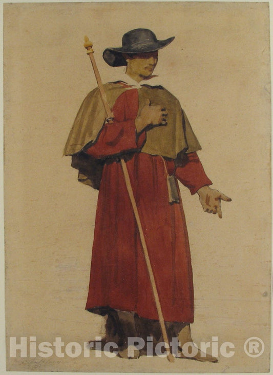Art Print : Dominique-Ferréol-Louis Papety - an Italian Pilgrim : Vintage Wall Art