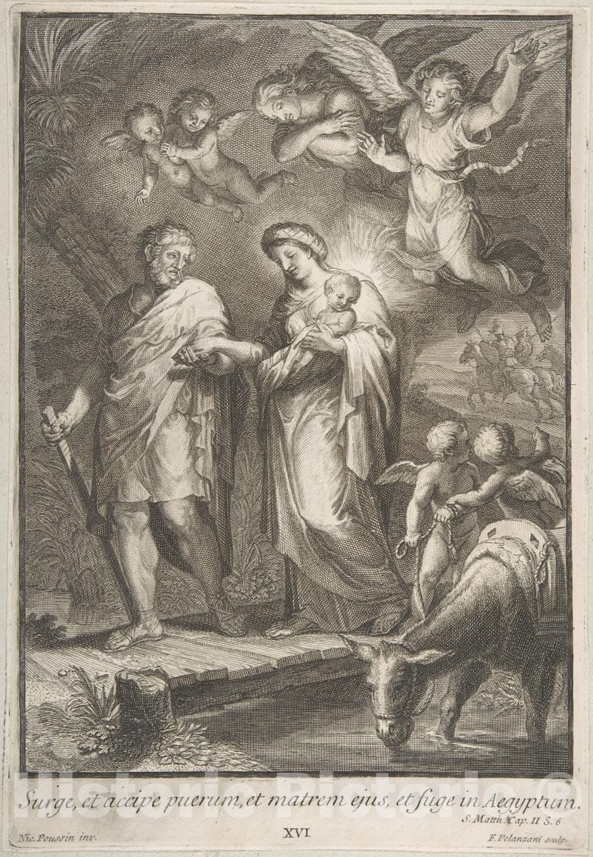 Art Print : Francesco Polanzani - The Flight into Egypt : Vintage Wall Art