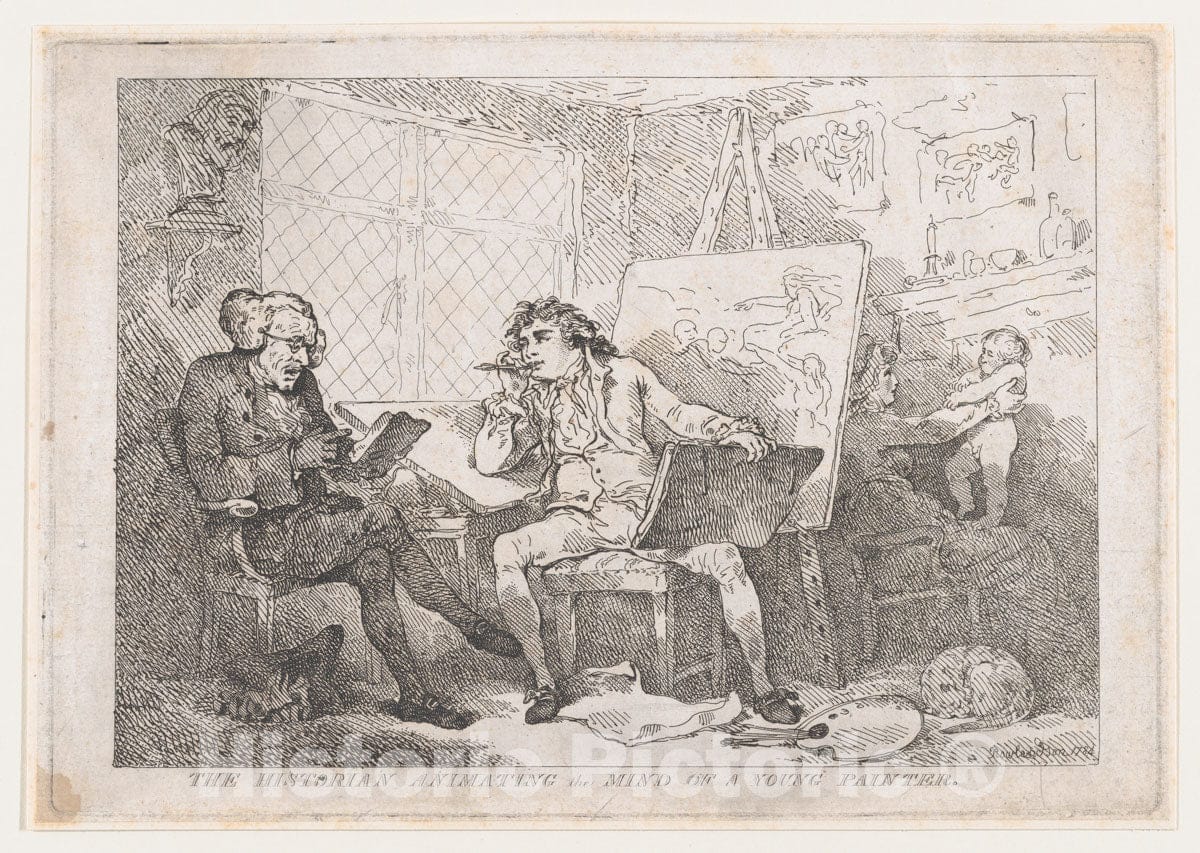 Art Print : Thomas Rowlandson - The Historian Animating The Mind of A Young Painter : Vintage Wall Art