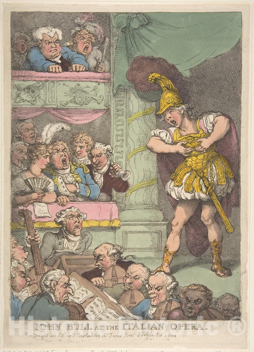 Art Print : Thomas Rowlandson - John Bull at The Italian Opera : Vintage Wall Art