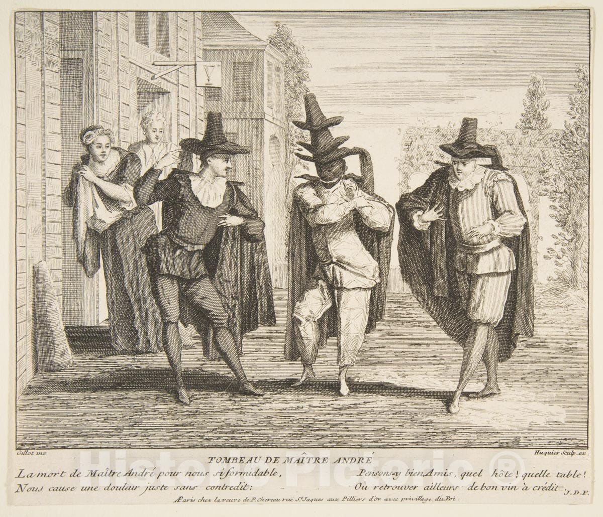 Art Print : Claude Gillot - The Death of Maitre Andre 2 : Vintage Wall Art