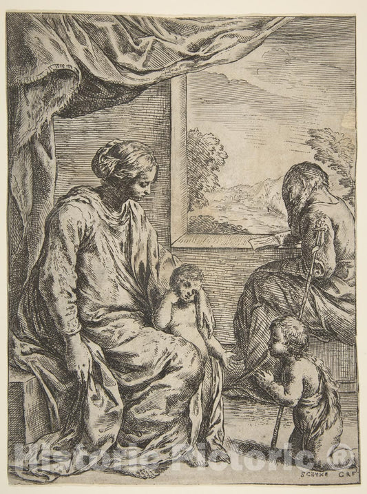 Art Print : Carlo Ridolfi - Holy Family with Saint John The Baptist : Vintage Wall Art