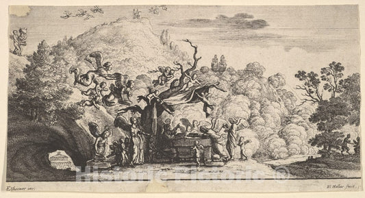 Art Print : Wenceslaus Hollar - Jesus Served by Angels : Vintage Wall Art