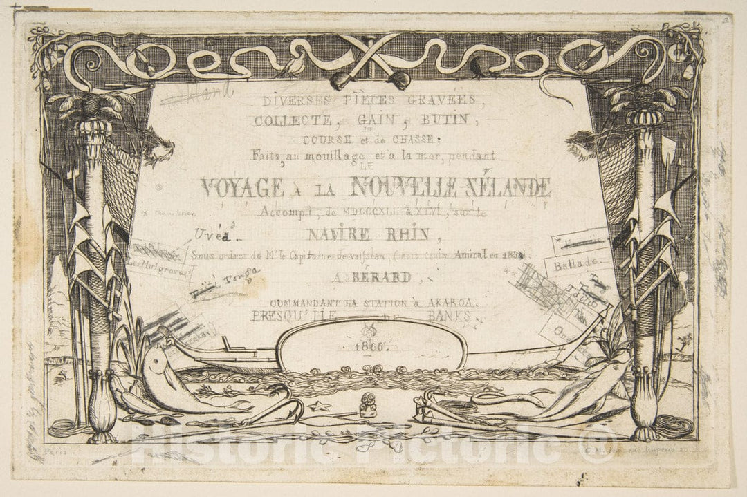 Art Print : Charles Meryon - Cover: The Voyage to New Zealand (1842-46) 1 : Vintage Wall Art