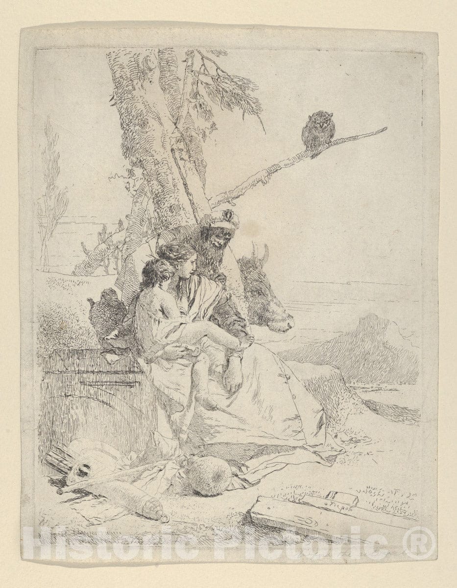 Art Print : Giovanni Battista Tiepolo - The Family of The Oriental Peasant, from The Scherzi 1 : Vintage Wall Art